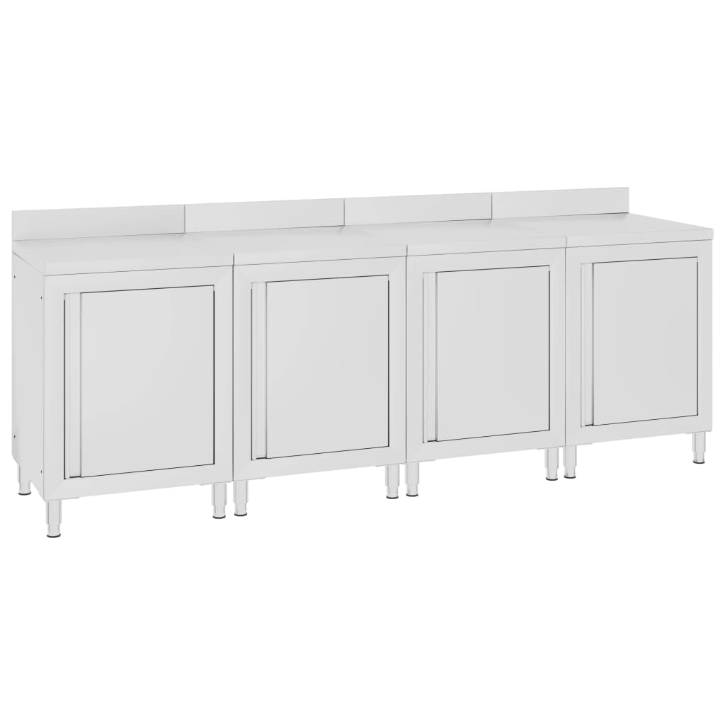 Berkfield Commercial Work Table Cabinet 240x60x96 cm Stainless Steel