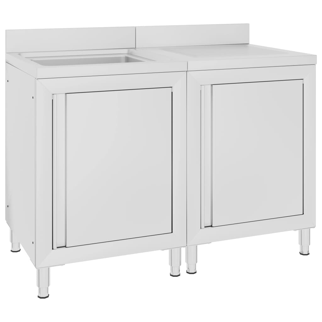 Berkfield Commercial Kitchen Sink Cabinet Stainless Steel 120x60x96 cm