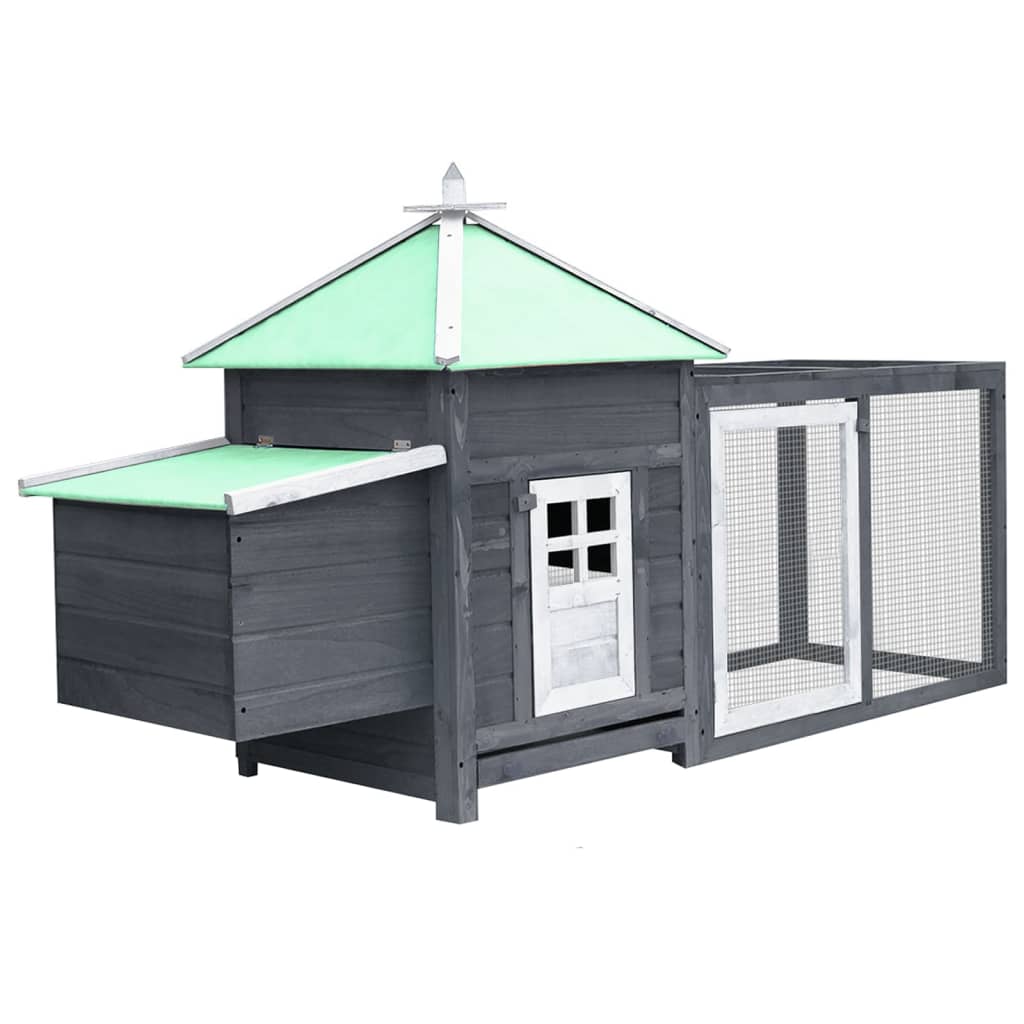 Berkfield Chicken Coop with Nest Box Grey 190x72x102 cm Solid Firwood