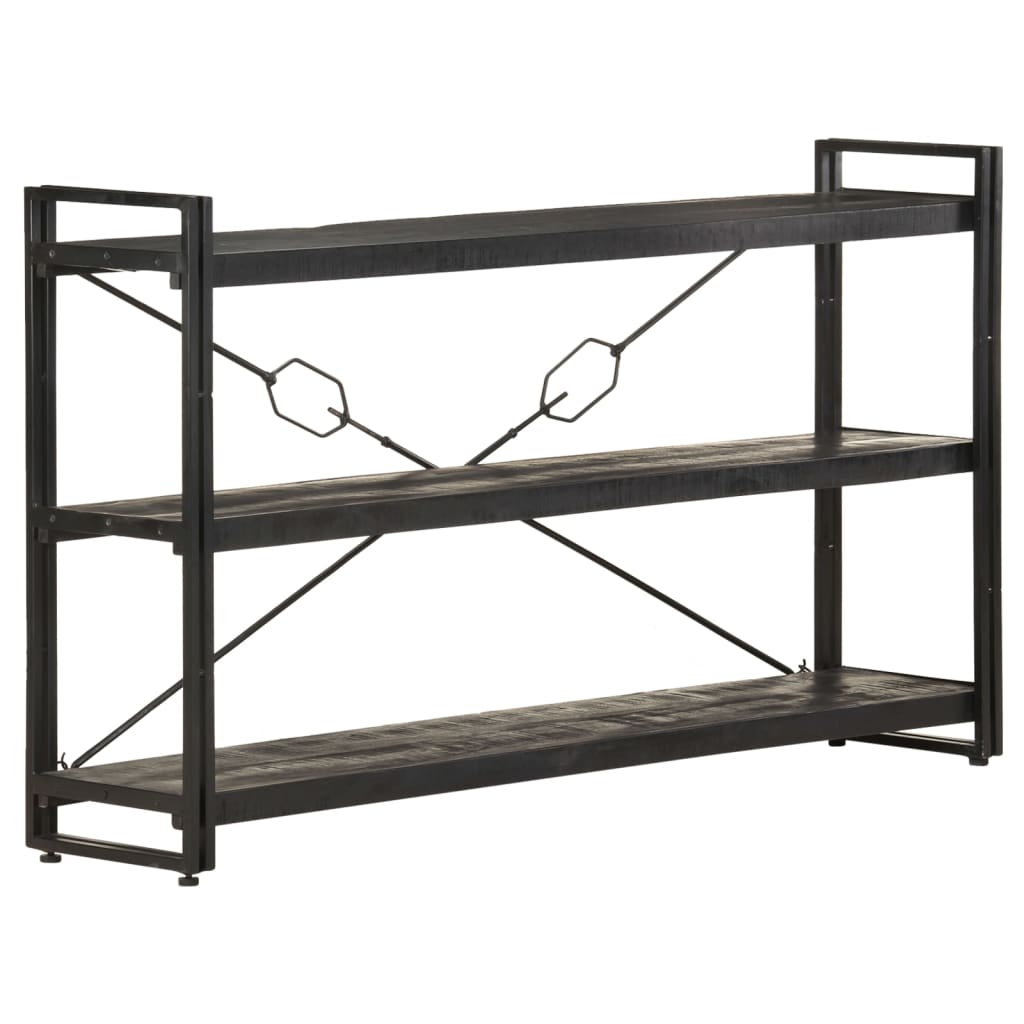 Berkfield 3-Tier Bookcase Black 140x30x80 cm Solid Mango Wood