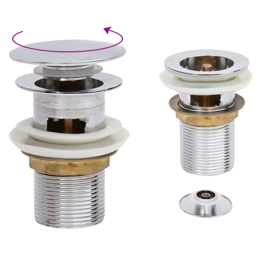 Berkfield Push Drain with Overflow Function Chrome 6.4x6.4x9.1 cm