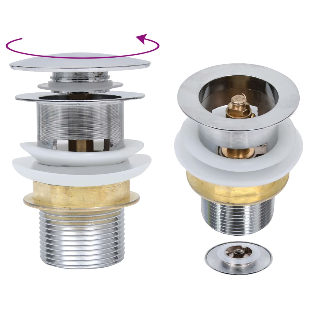 Berkfield Push Drain without Overflow Function Silver 6.4x6.4x9.1 cm