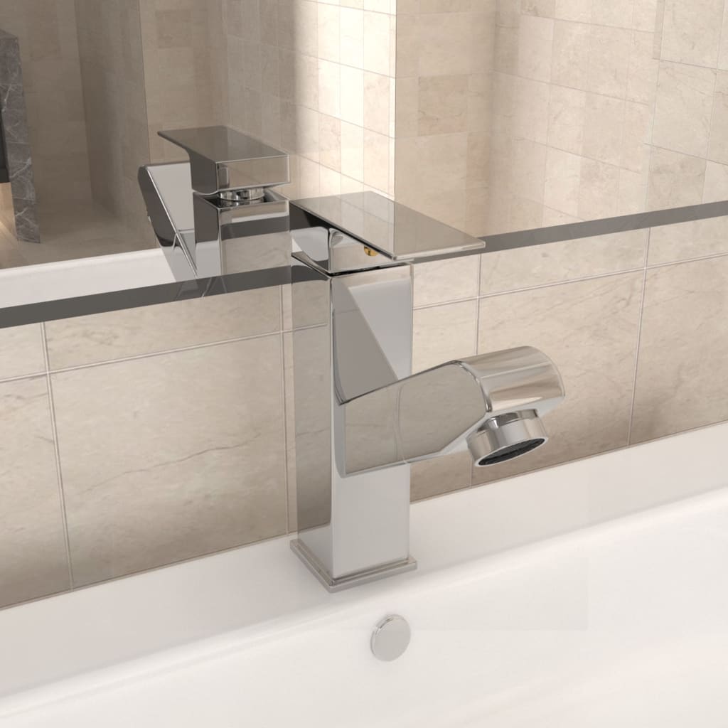 Berkfield Bathroom Basin Faucet with Pull-out Function Chromed Finish 157x172 mm