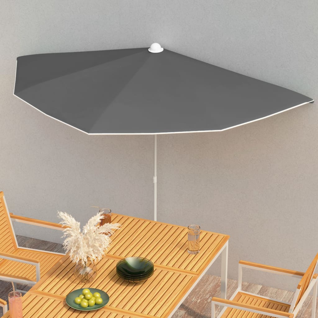 Berkfield Garden Half Parasol with Pole 180x90 cm Anthracite