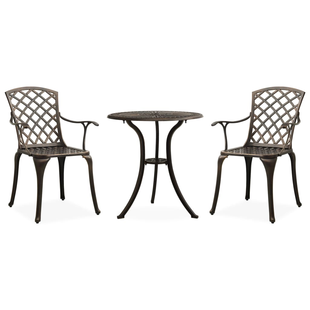 Berkfield 3 Piece Bistro Set Cast Aluminium Bronze