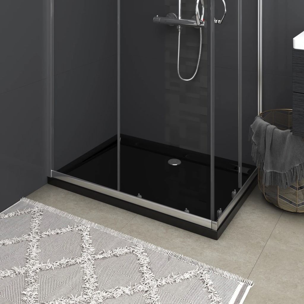 Berkfield Rectangular ABS Shower Base Tray Black 80x110 cm