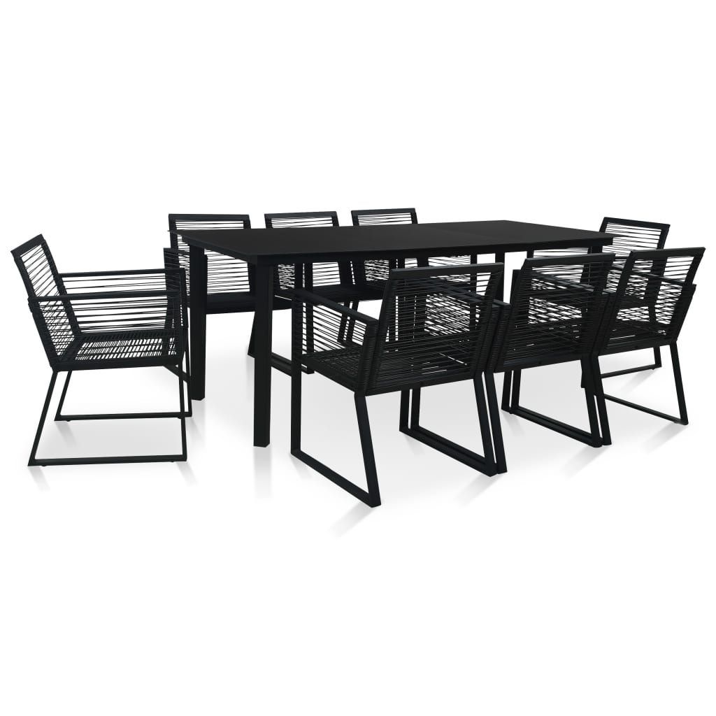 Berkfield 9 Piece Outdoor Dining Set PVC Rattan Black