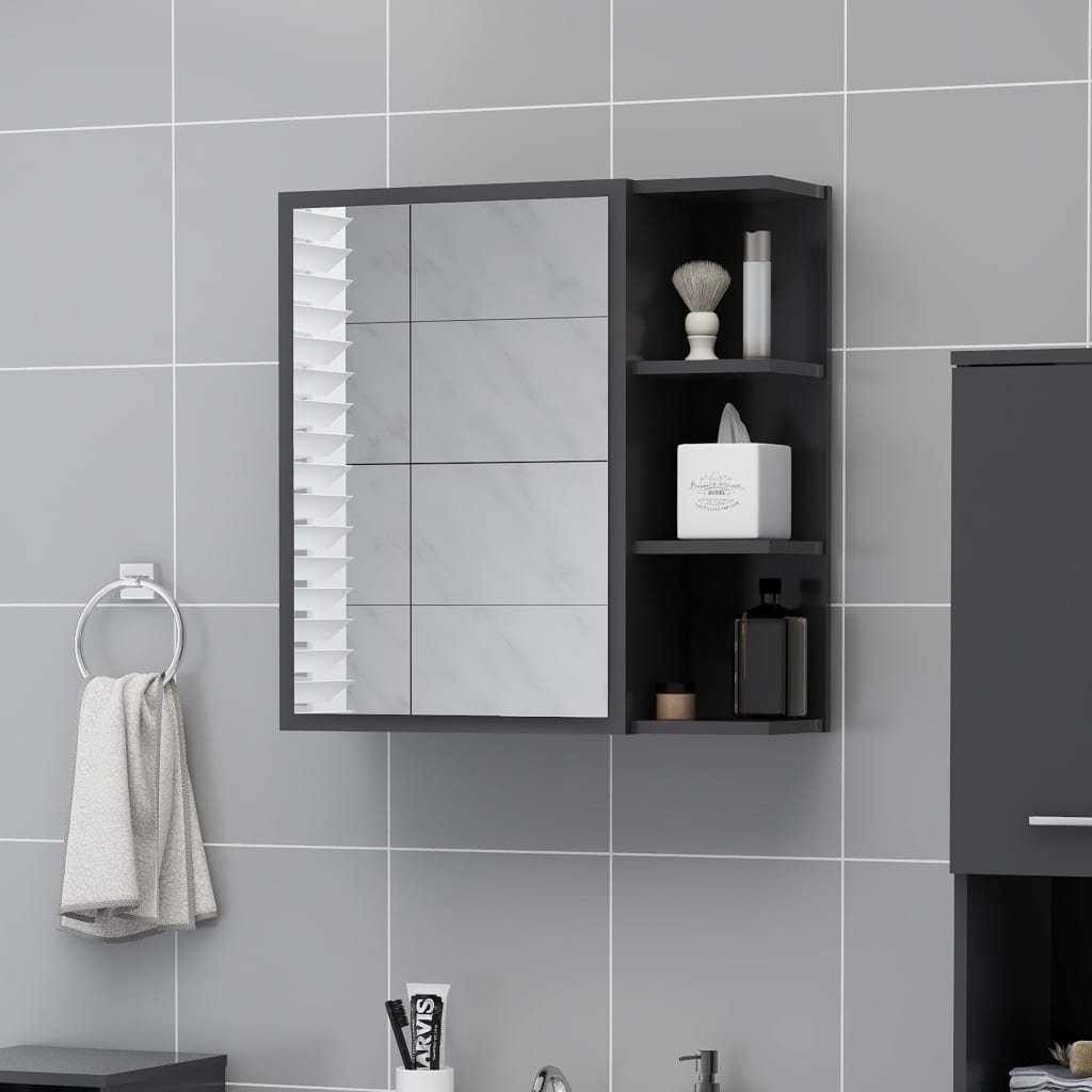 Berkfield Bathroom Mirror Cabinet Grey 62.5x20.5x64 cm Engineered Wood