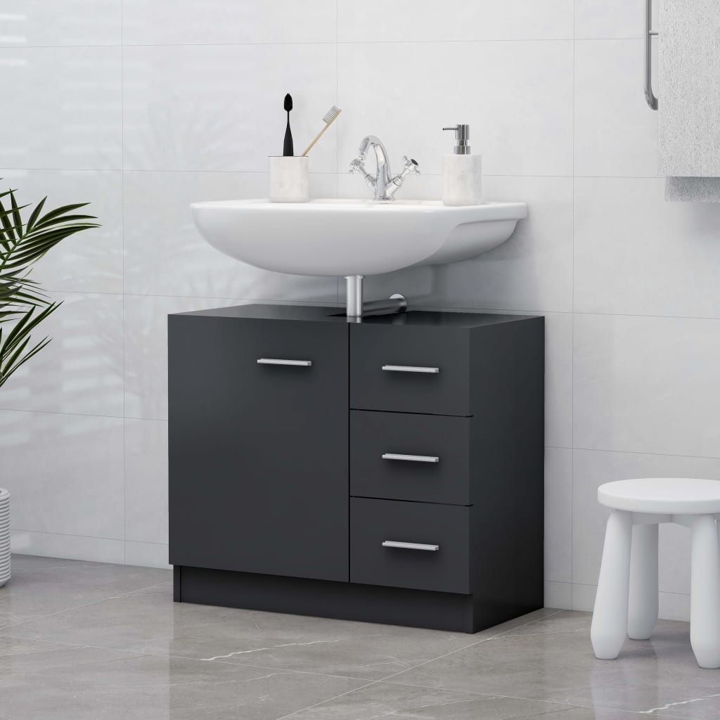 Berkfield Sink Cabinet Grey 63x30x54 cm Engineered Wood