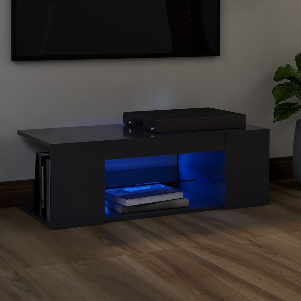 Berkfield TV Cabinet with LED Lights Grey 90x39x30 cm