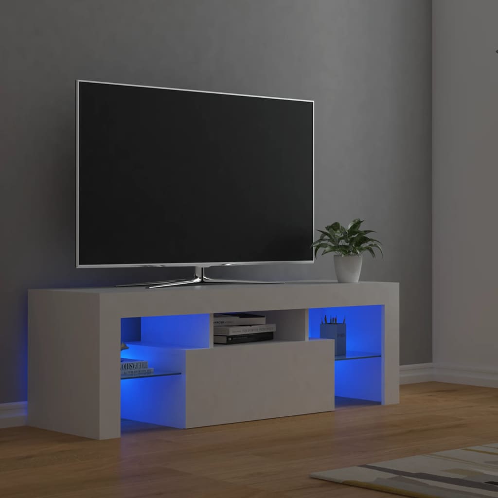 Berkfield TV Cabinet with LED Lights White 120x35x40 cm