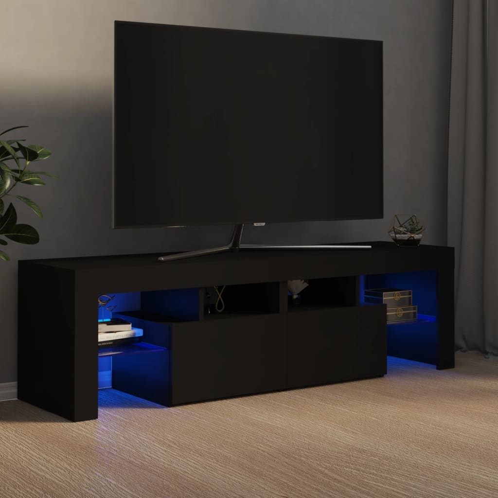 Berkfield TV Cabinet with LED Lights Black 140x36.5x40 cm