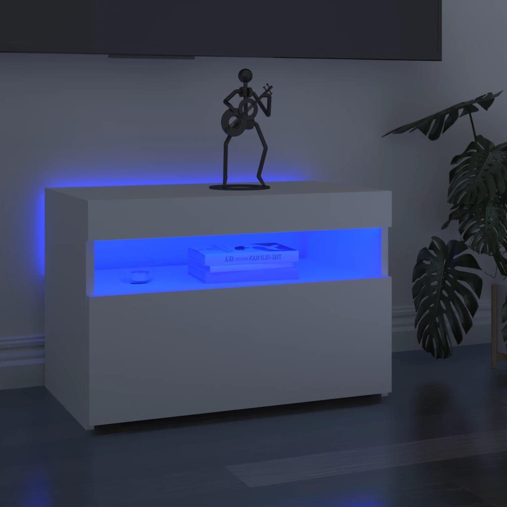 Berkfield TV Cabinet with LED Lights White 60x35x40 cm