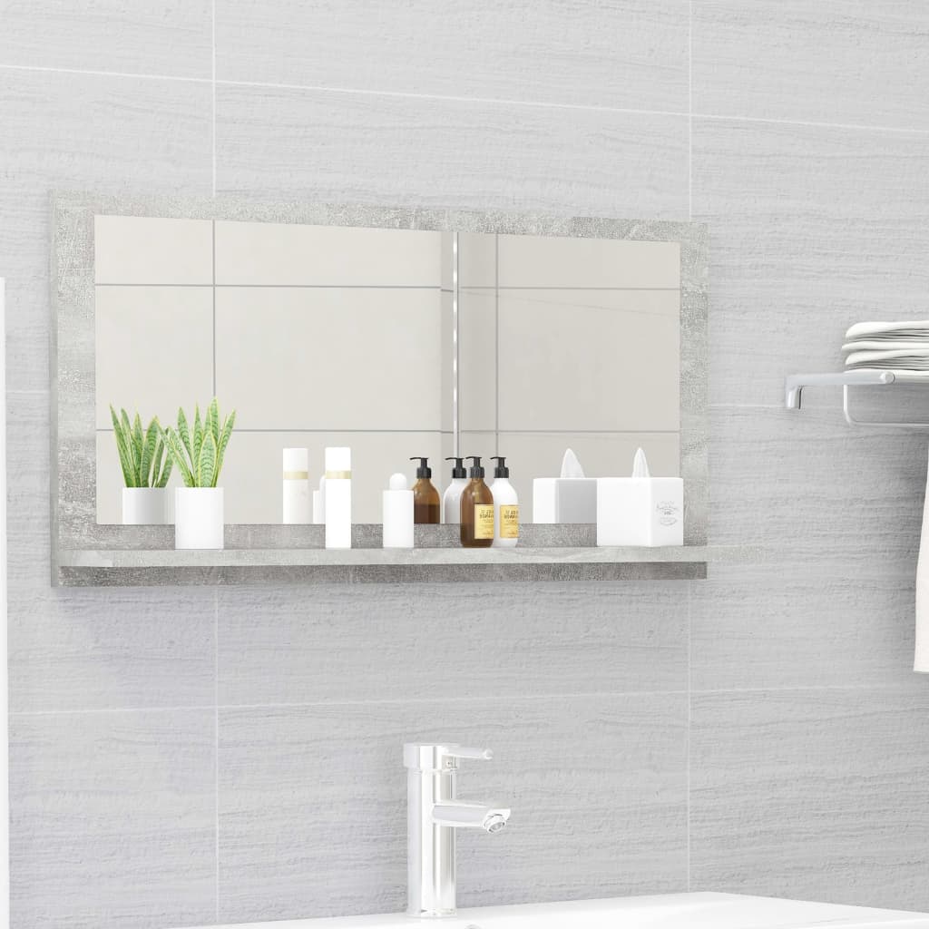 Berkfield Bathroom Mirror Concrete Grey 80x10.5x37 cm Engineered Wood