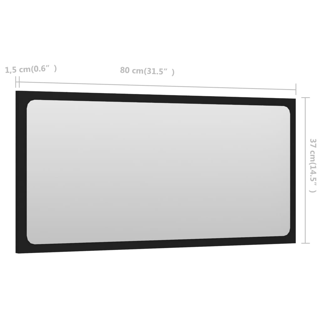 Berkfield Bathroom Mirror Black 80x1.5x37 cm Engineered Wood