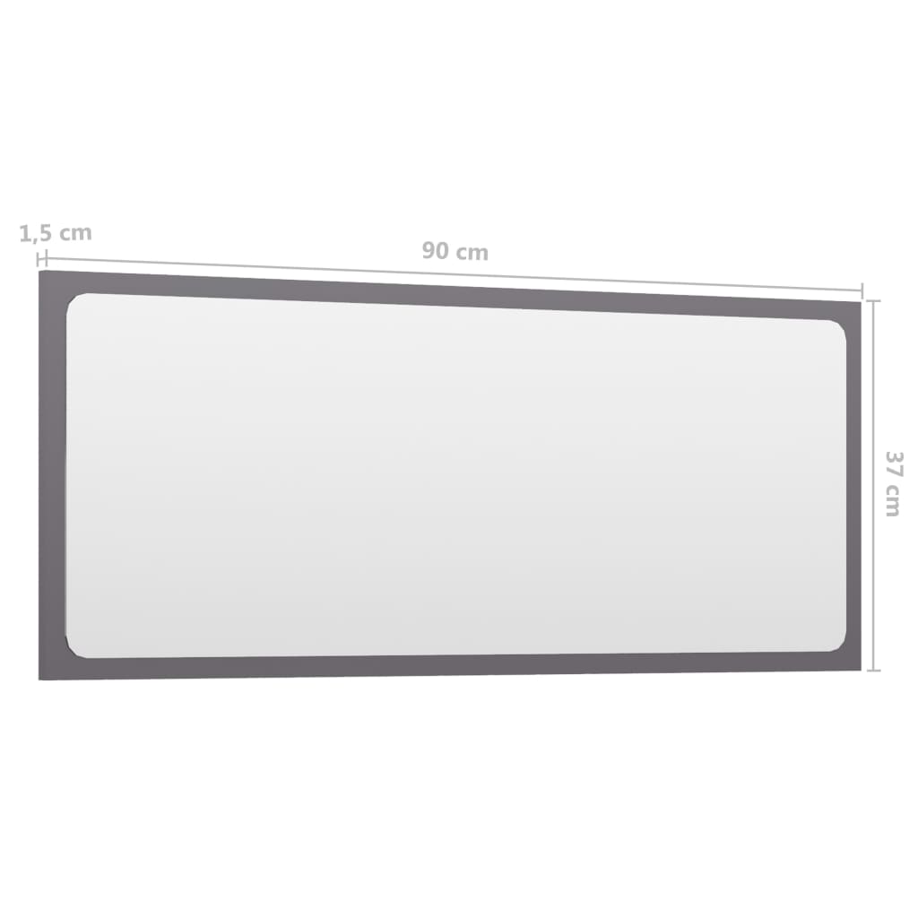 Berkfield Bathroom Mirror High Gloss Grey 90x1.5x37 cm Engineered Wood