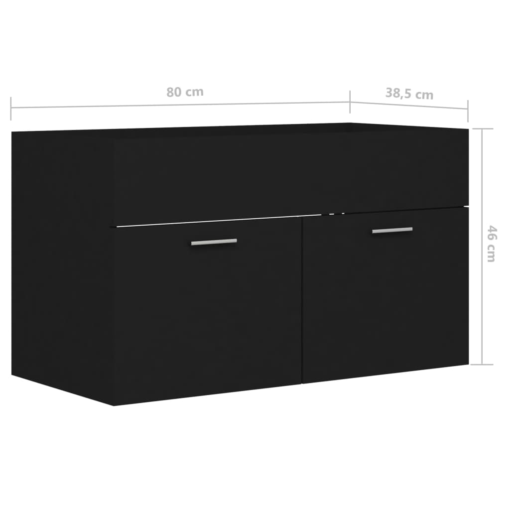 Berkfield Sink Cabinet Black 80x38.5x46 cm Engineered Wood
