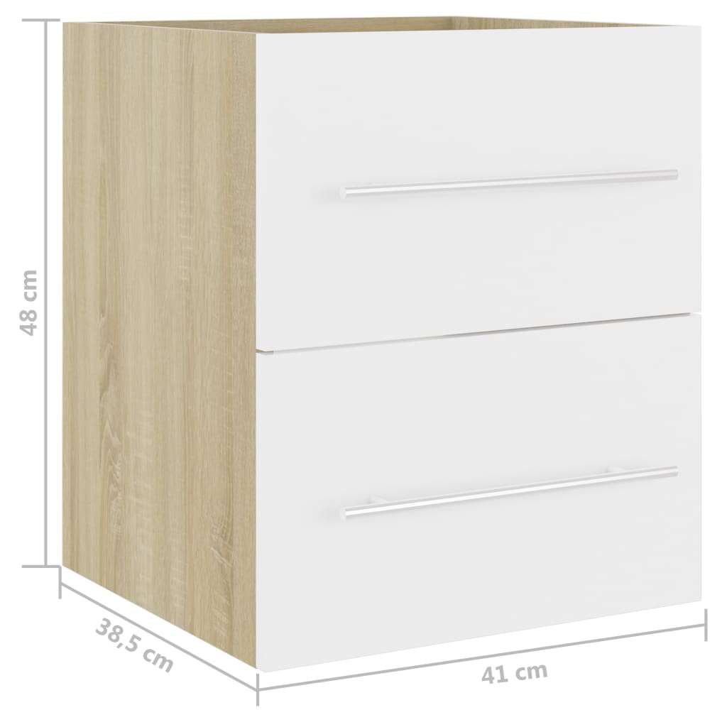 Berkfield Sink Cabinet White and Sonoma Oak 41x38.5x48 cm Engineered Wood