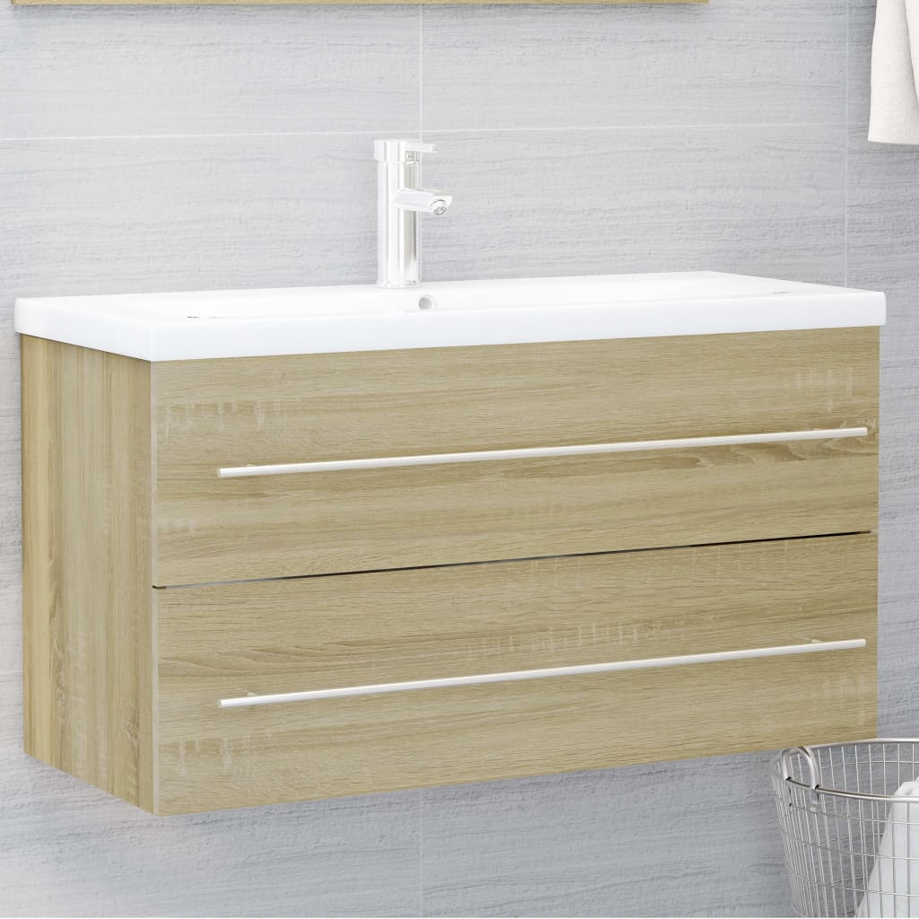 Berkfield Sink Cabinet Sonoma Oak 90x38.5x48 cm Engineered Wood