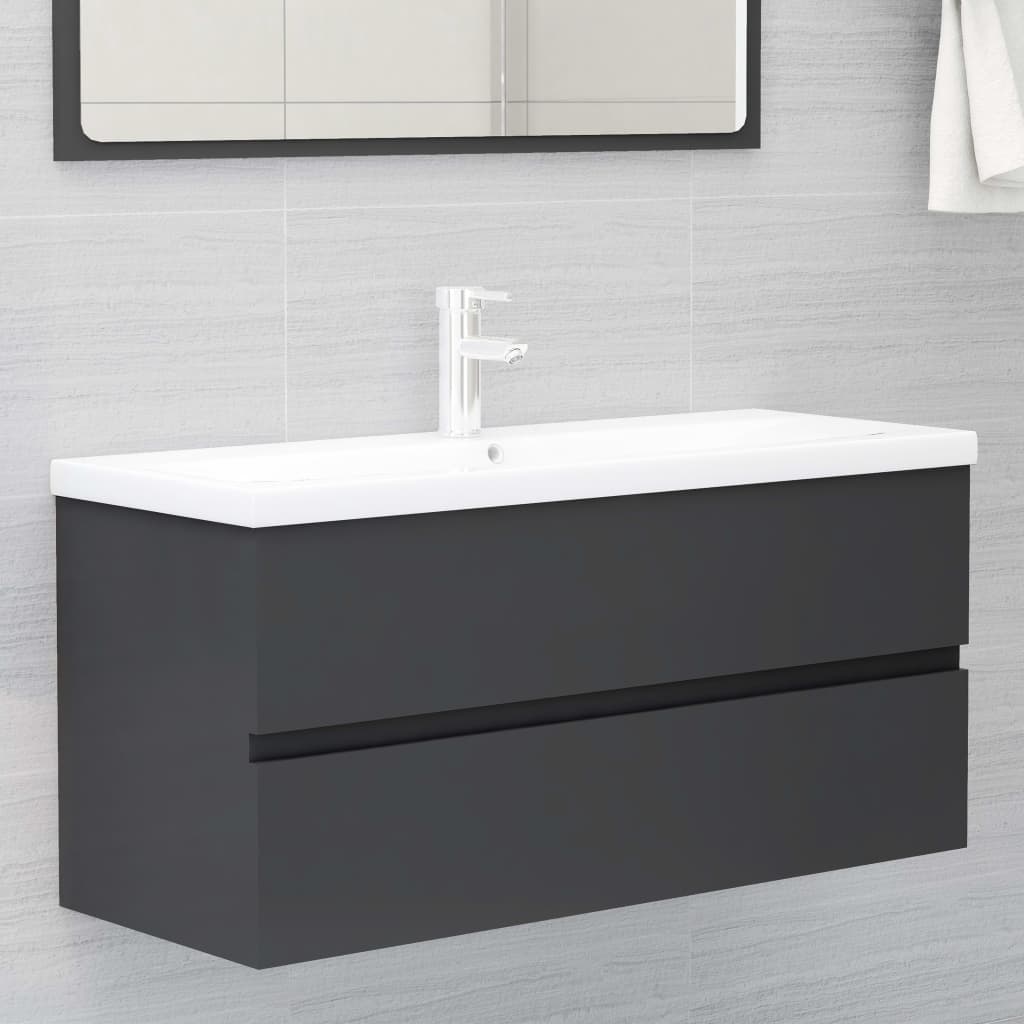 Berkfield Sink Cabinet Grey 100x38.5x45 cm Engineered Wood