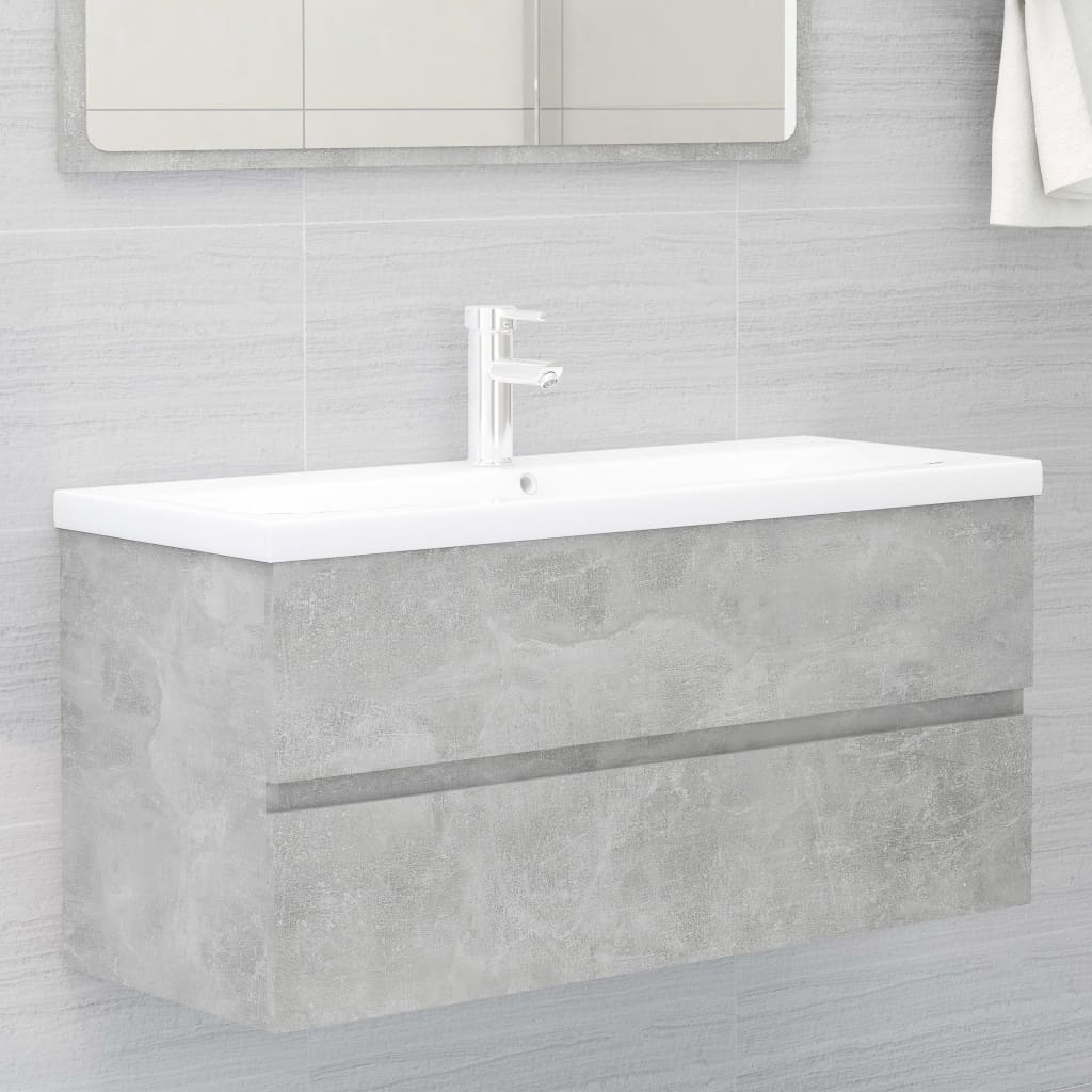 Berkfield Sink Cabinet Concrete Grey 100x38.5x45 cm Engineered Wood