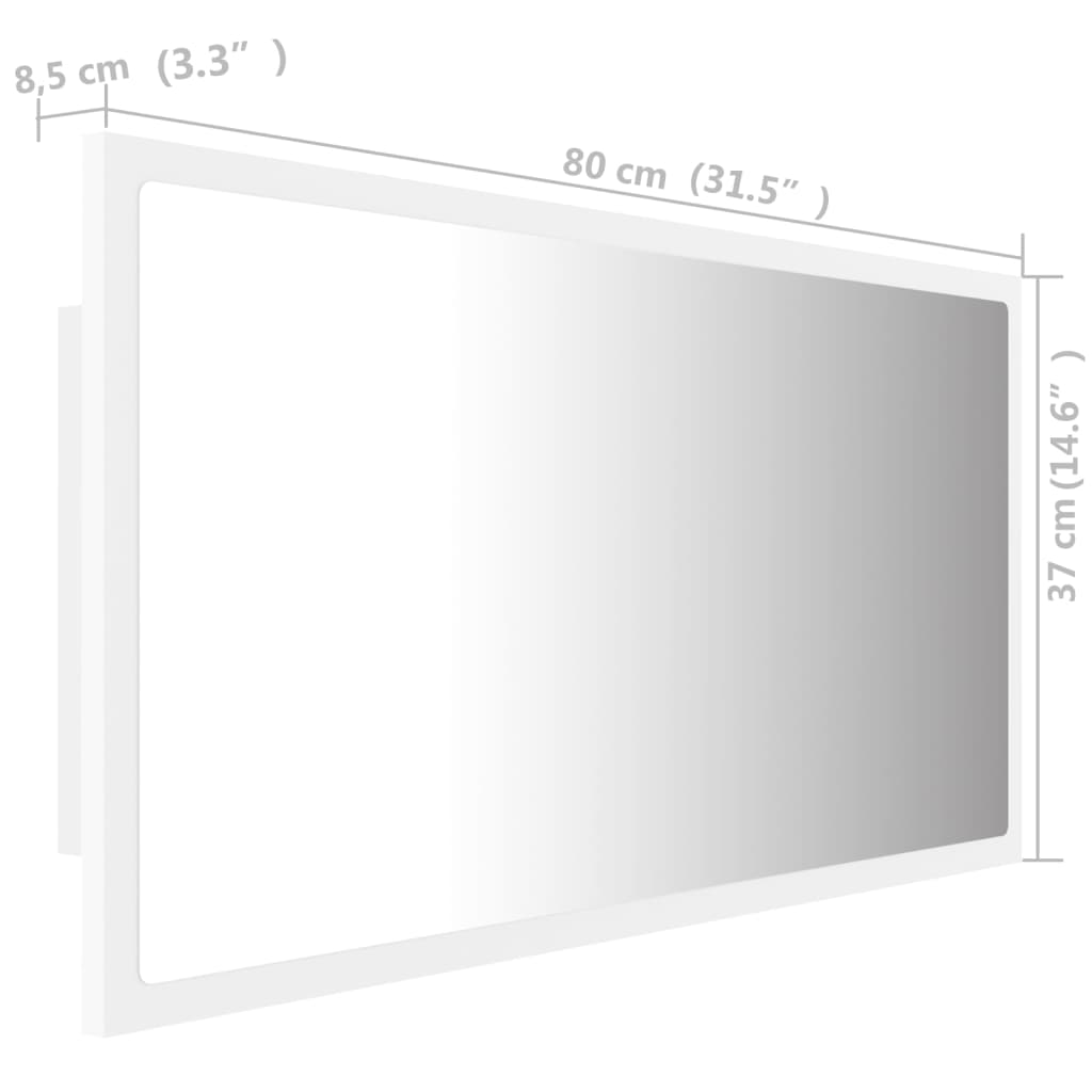 Berkfield LED Bathroom Mirror White 80x8.5x37 cm Acrylic