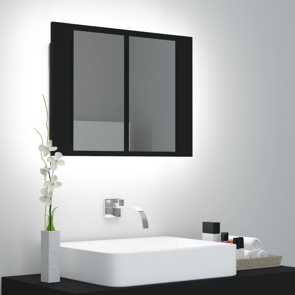 Berkfield LED Bathroom Mirror Cabinet Black 60x12x45 cm Acrylic