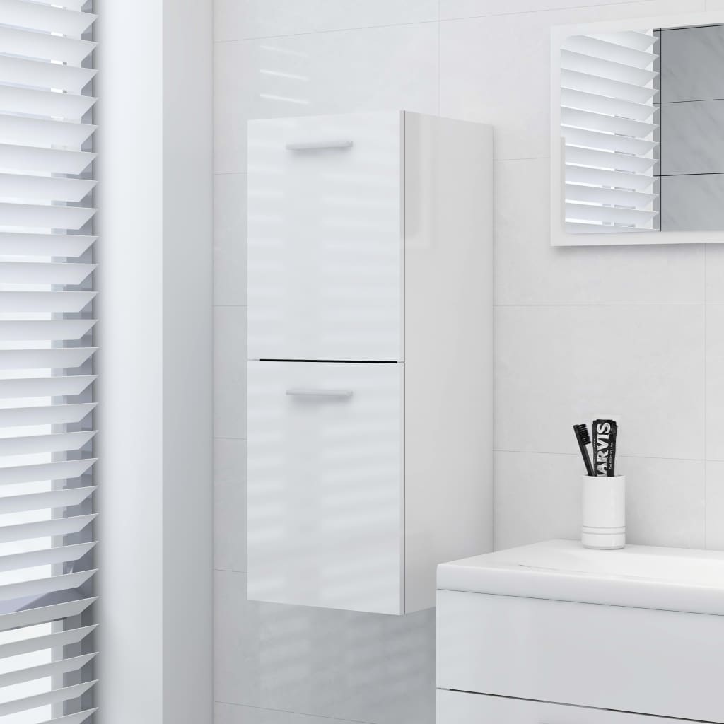 Berkfield Bathroom Cabinet High Gloss White 30x30x80 cm Engineered Wood
