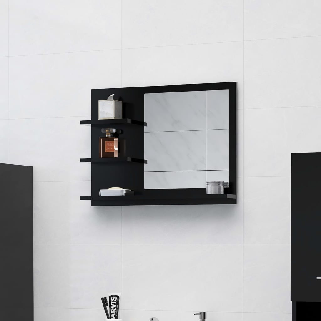 Berkfield Bathroom Mirror Black 60x10.5x45 cm Engineered Wood