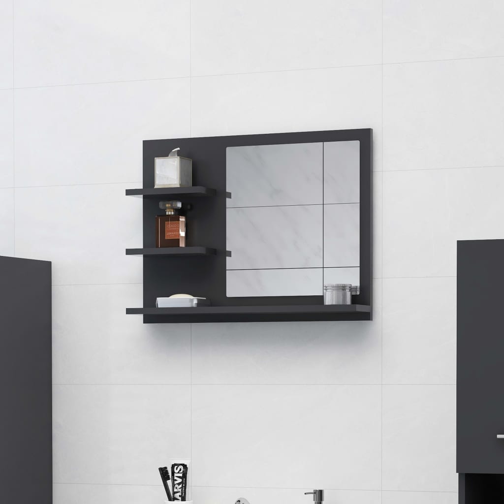 Berkfield Bathroom Mirror Grey 60x10.5x45 cm Engineered Wood