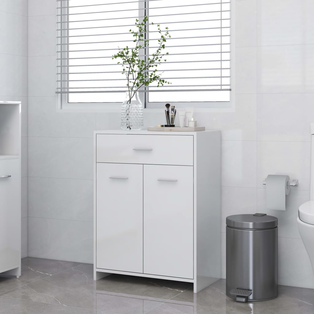 Berkfield Bathroom Cabinet High Gloss White 60x33x80 cm Engineered Wood