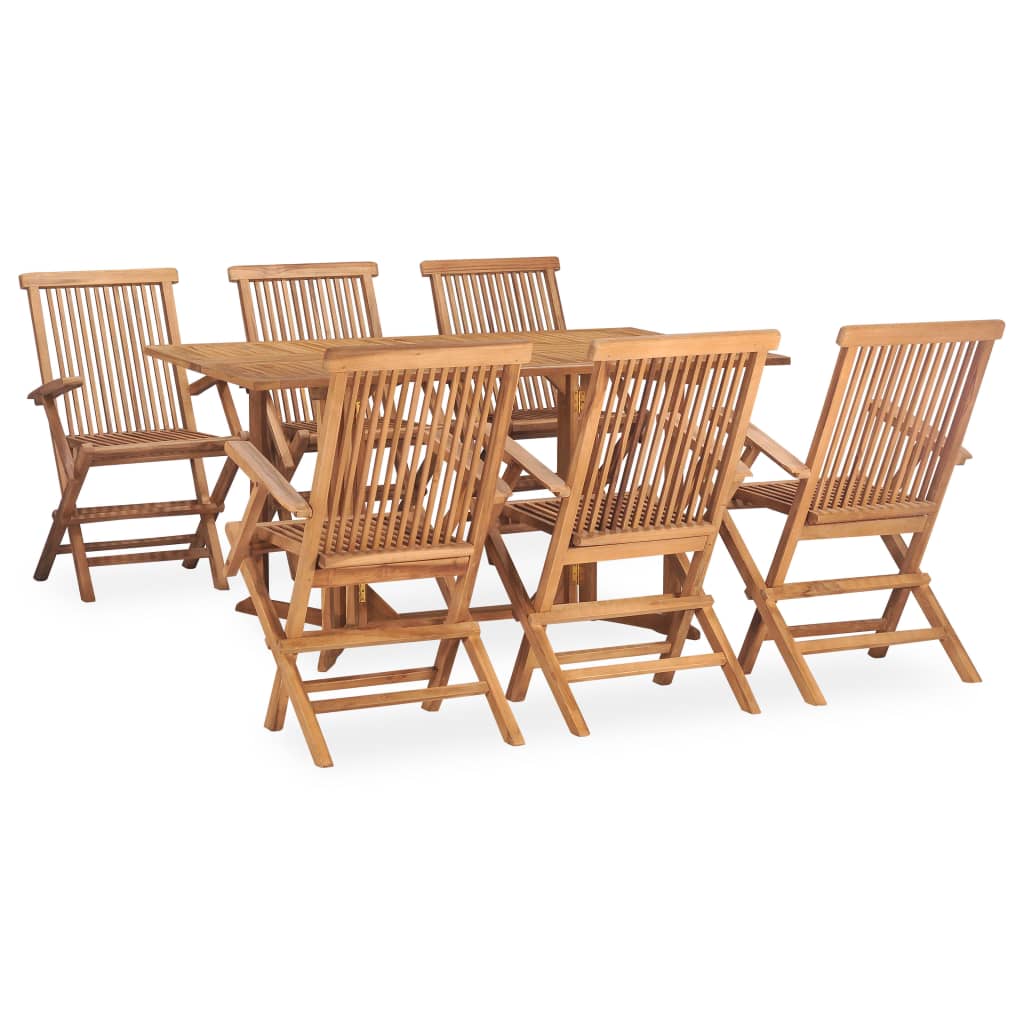 Berkfield 7 Piece Folding Outdoor Dining Set Solid Teak Wood