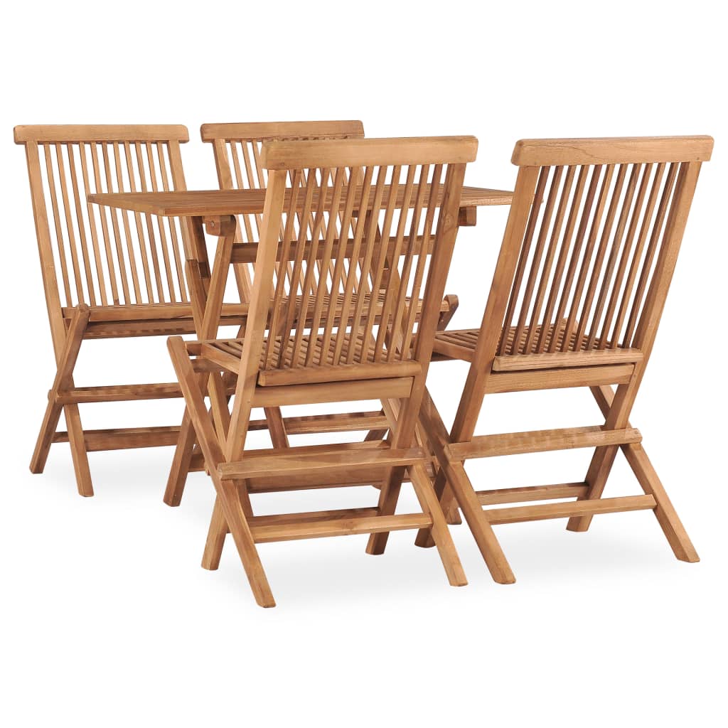Berkfield 5 Piece Folding Outdoor Dining Set Solid Teak Wood