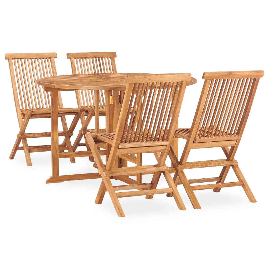 Berkfield 5 Piece Folding Outdoor Dining Set Solid Teak Wood