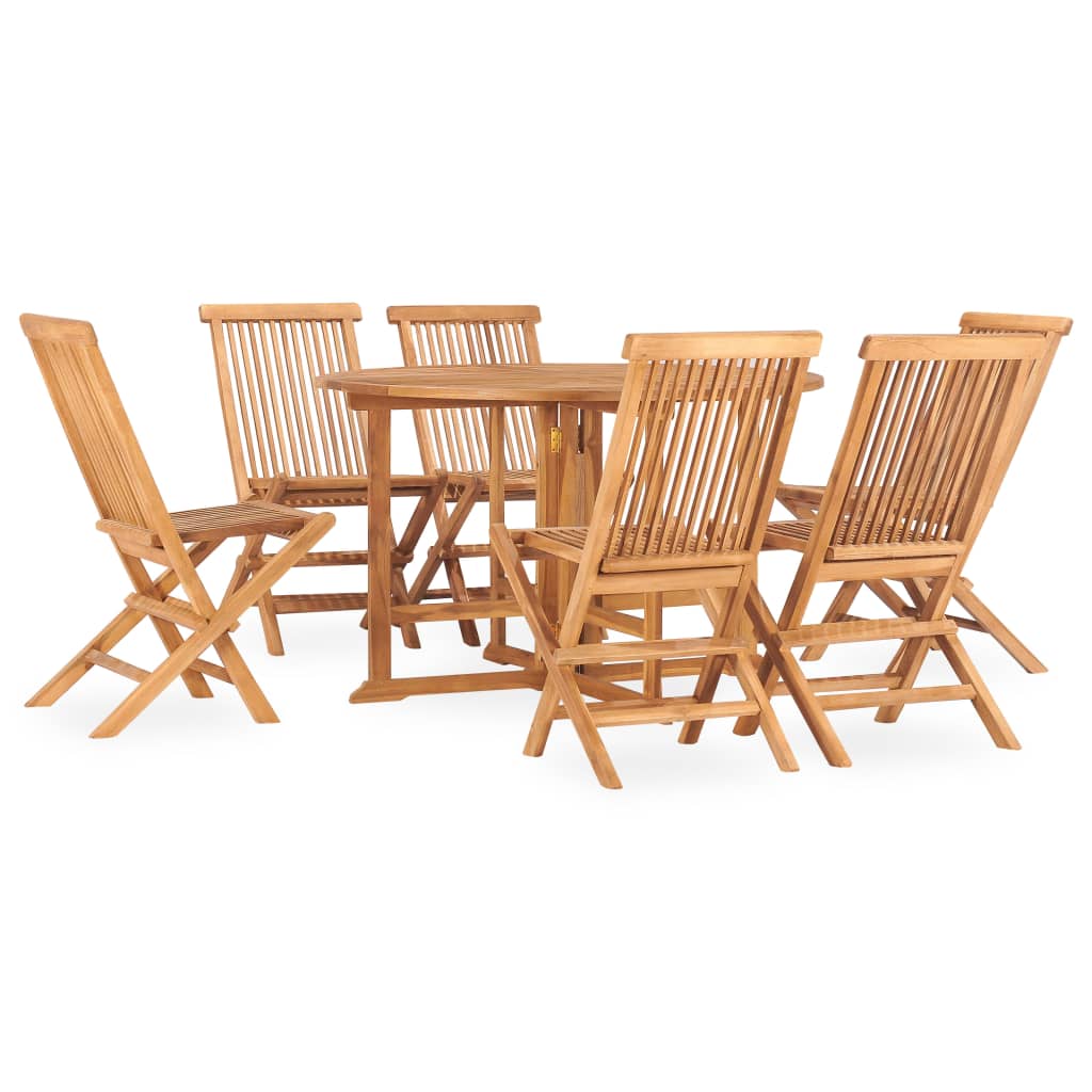 Berkfield 7 Piece Folding Outdoor Dining Set Solid Teak Wood