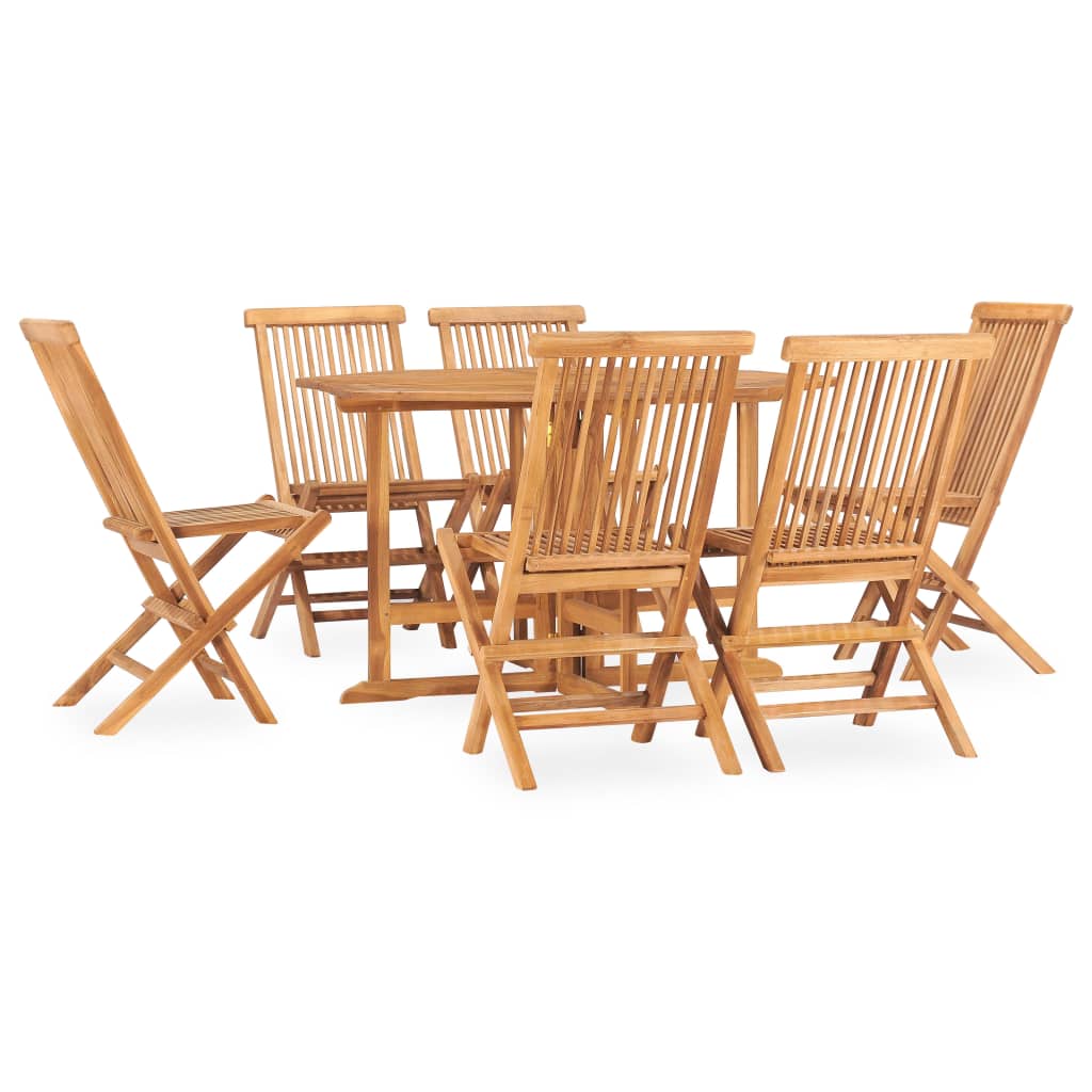 Berkfield 7 Piece Folding Outdoor Dining Set Solid Teak Wood