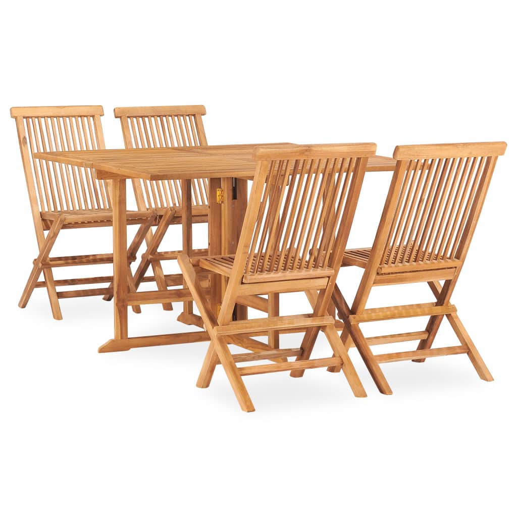 Berkfield 5 Piece Folding Outdoor Dining Set Solid Teak Wood
