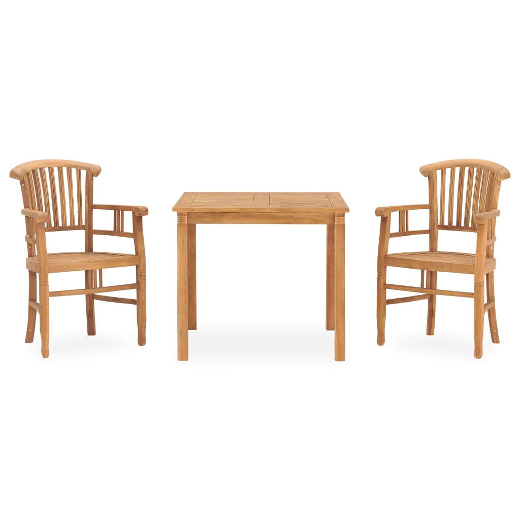 Berkfield 3 Piece Garden Dining Set Solid Teak Wood