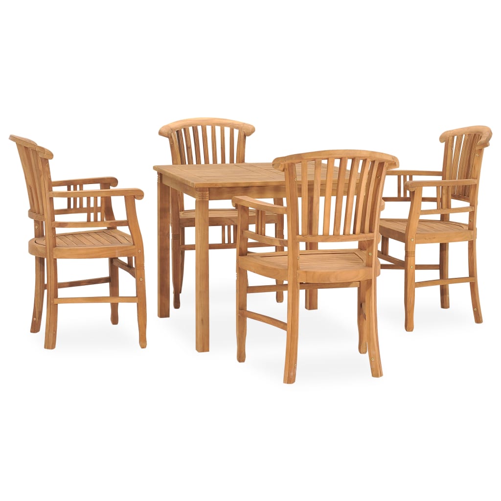 Berkfield 5 Piece Garden Dining Set Solid Teak Wood