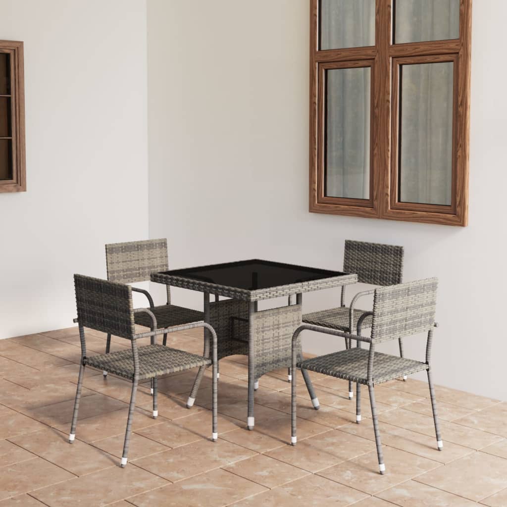 Berkfield 5 Piece Garden Dining Set Poly Rattan Grey