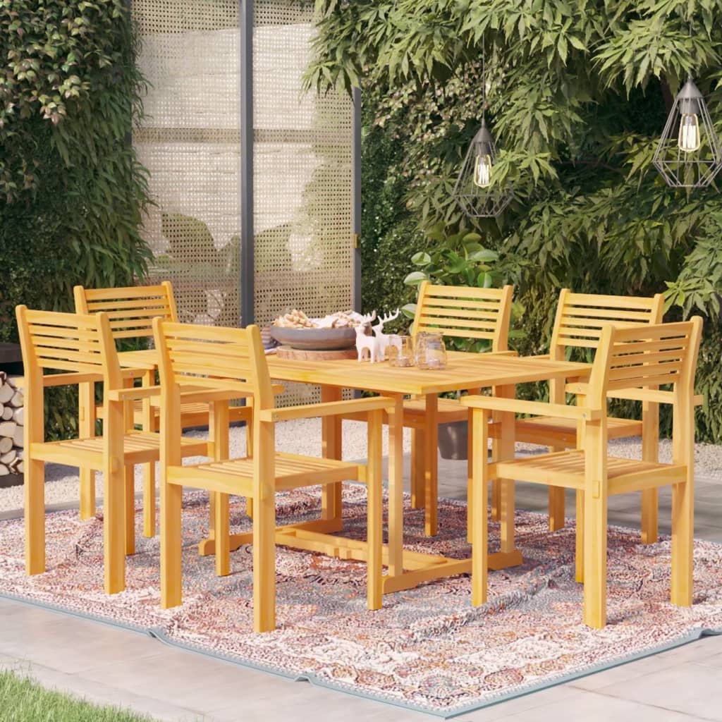 Berkfield 7 Piece Garden Dining Set Solid Teak Wood