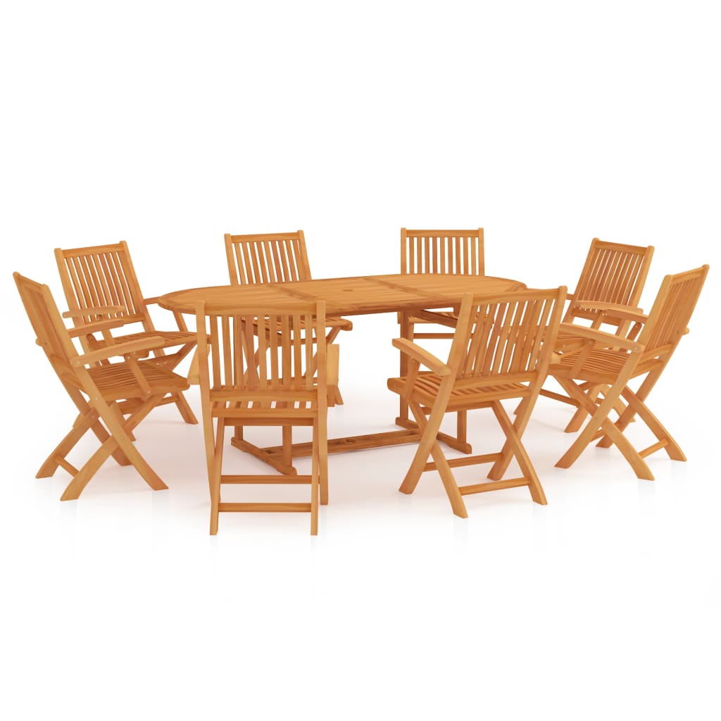 Berkfield 9 Piece Garden Dining Set Solid Teak Wood