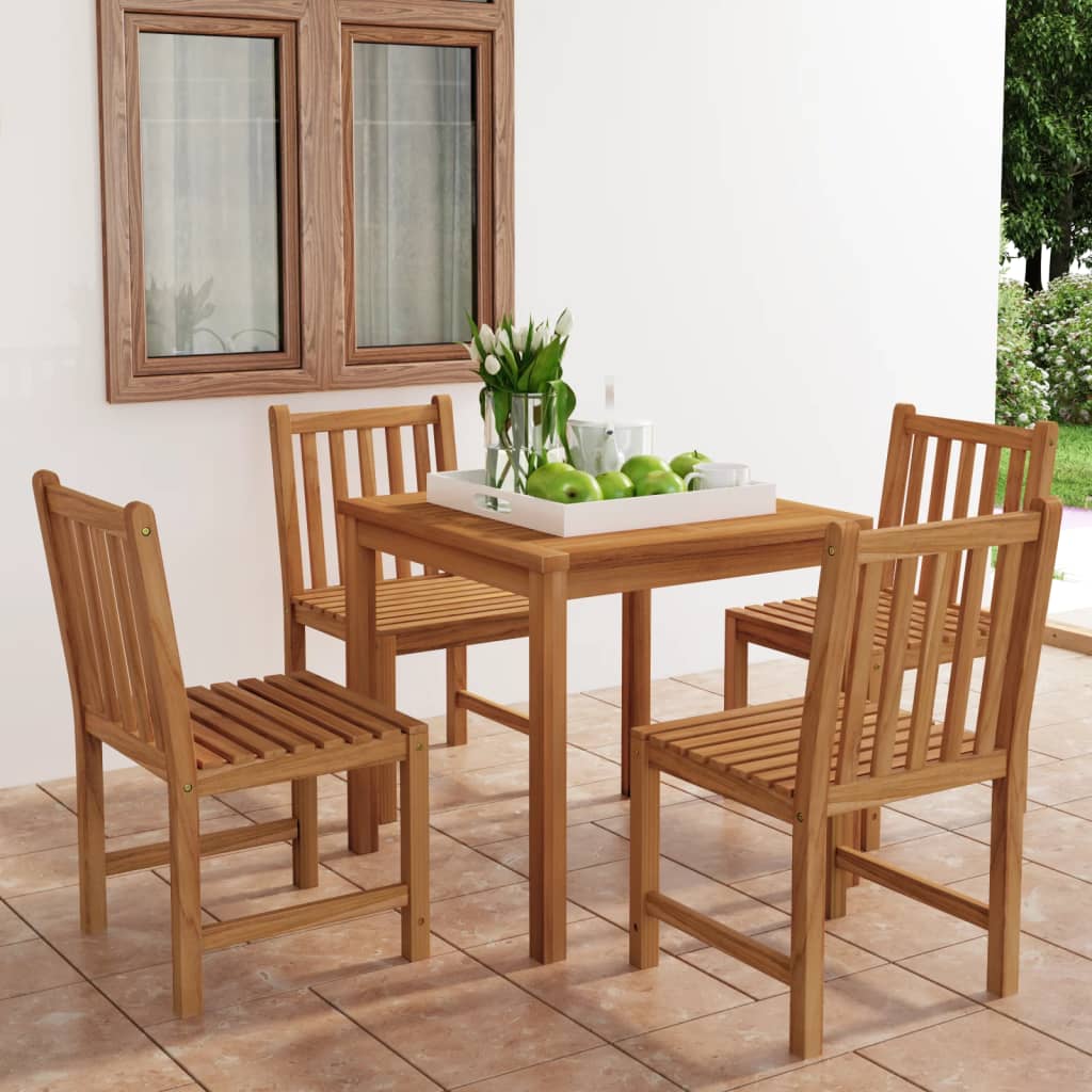 Berkfield 5 Piece Garden Dining Set Solid Teak Wood