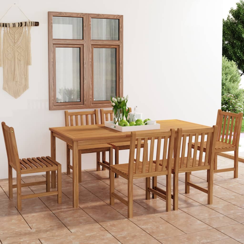Berkfield 7 Piece Garden Dining Set Solid Teak Wood