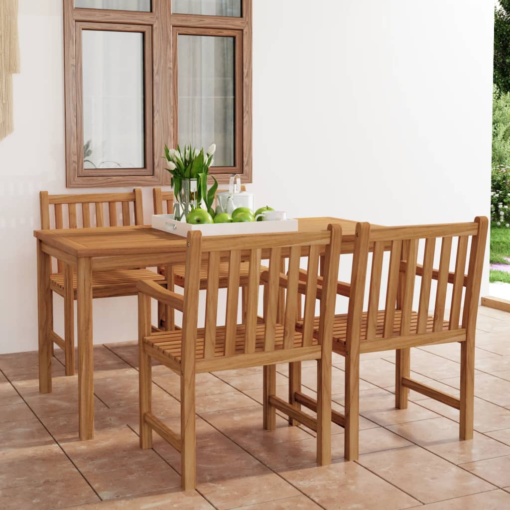 Berkfield 5 Piece Garden Dining Set Solid Teak Wood