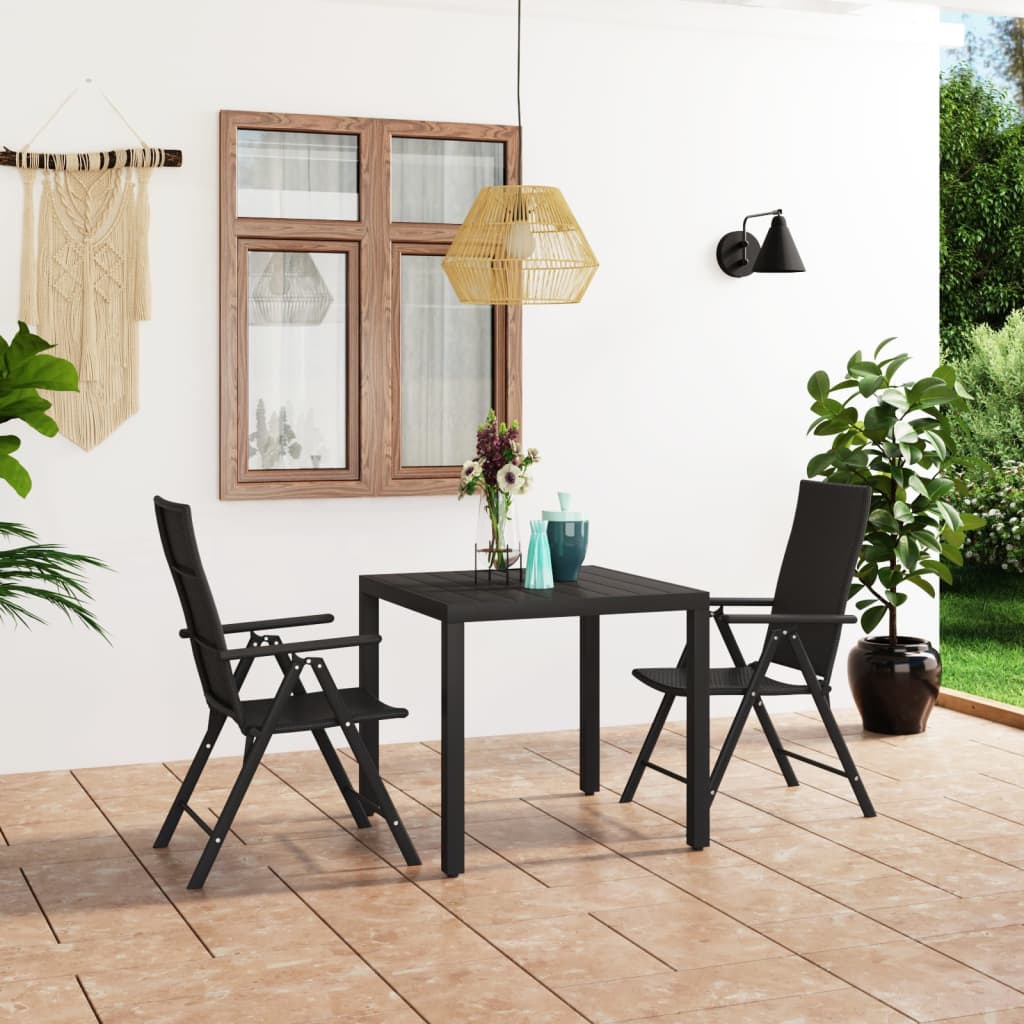 Berkfield 3 Piece Garden Dining Set Black