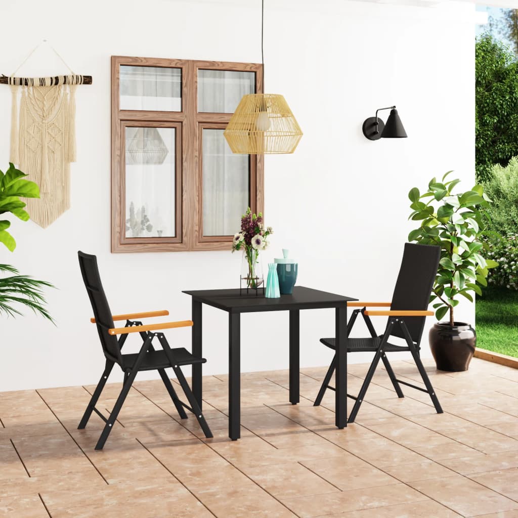 Berkfield 3 Piece Garden Dining Set Black and Brown