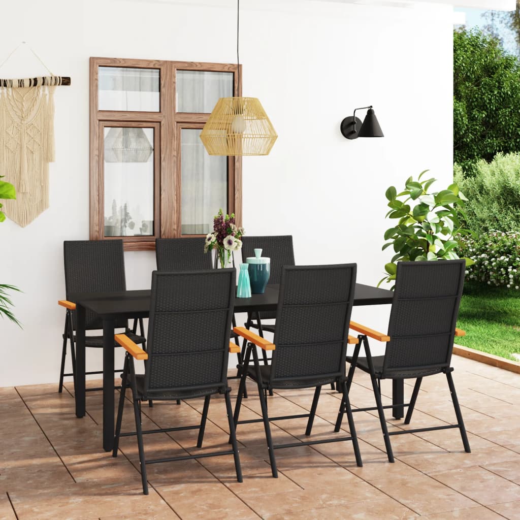 Berkfield 7 Piece Garden Dining Set Black and Brown