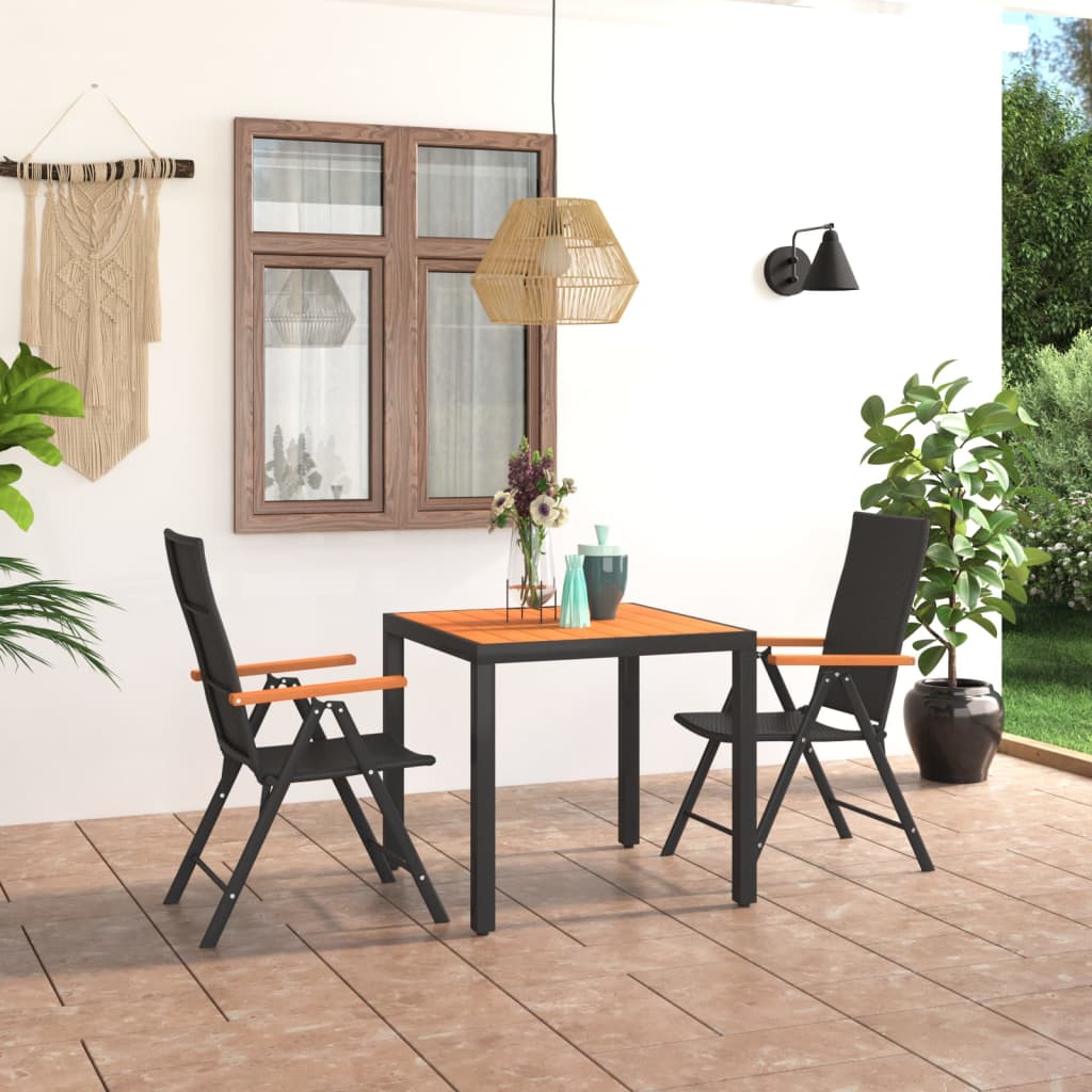 Berkfield 3 Piece Garden Dining Set Black and Brown