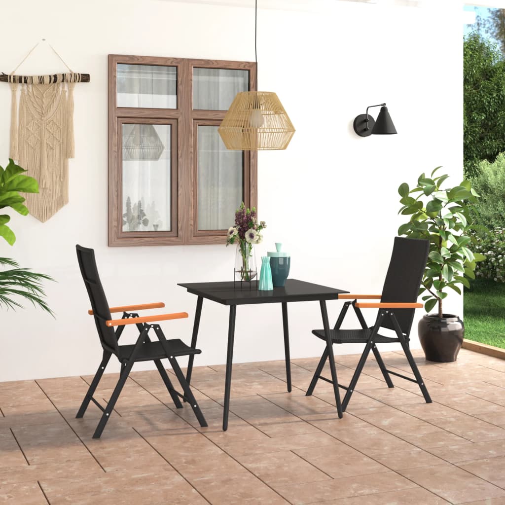 Berkfield 3 Piece Garden Dining Set Black and Brown
